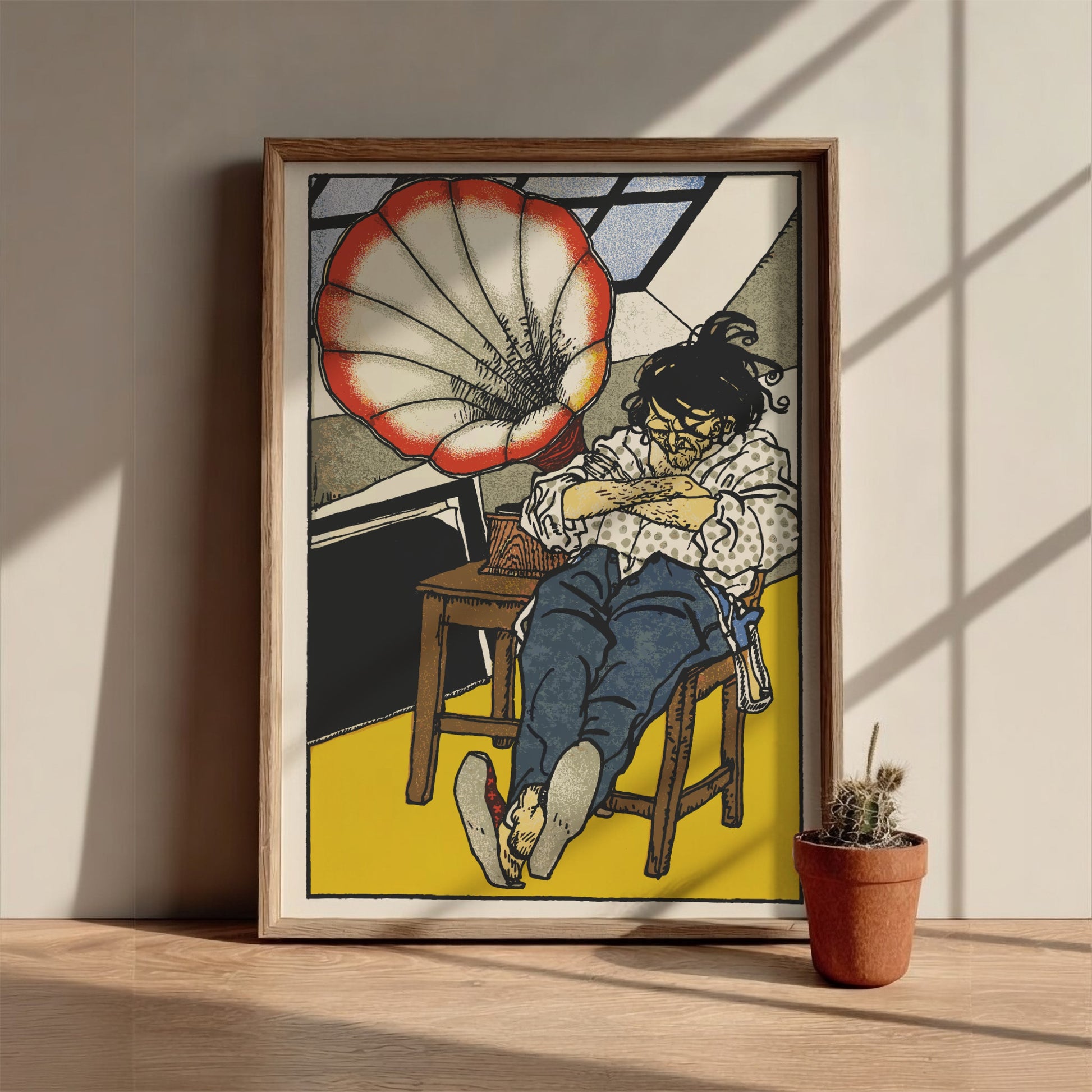 Poster of Moriz Jung's "A Beethoven Enthusiast" illustration, featuring a man by a gramophone.