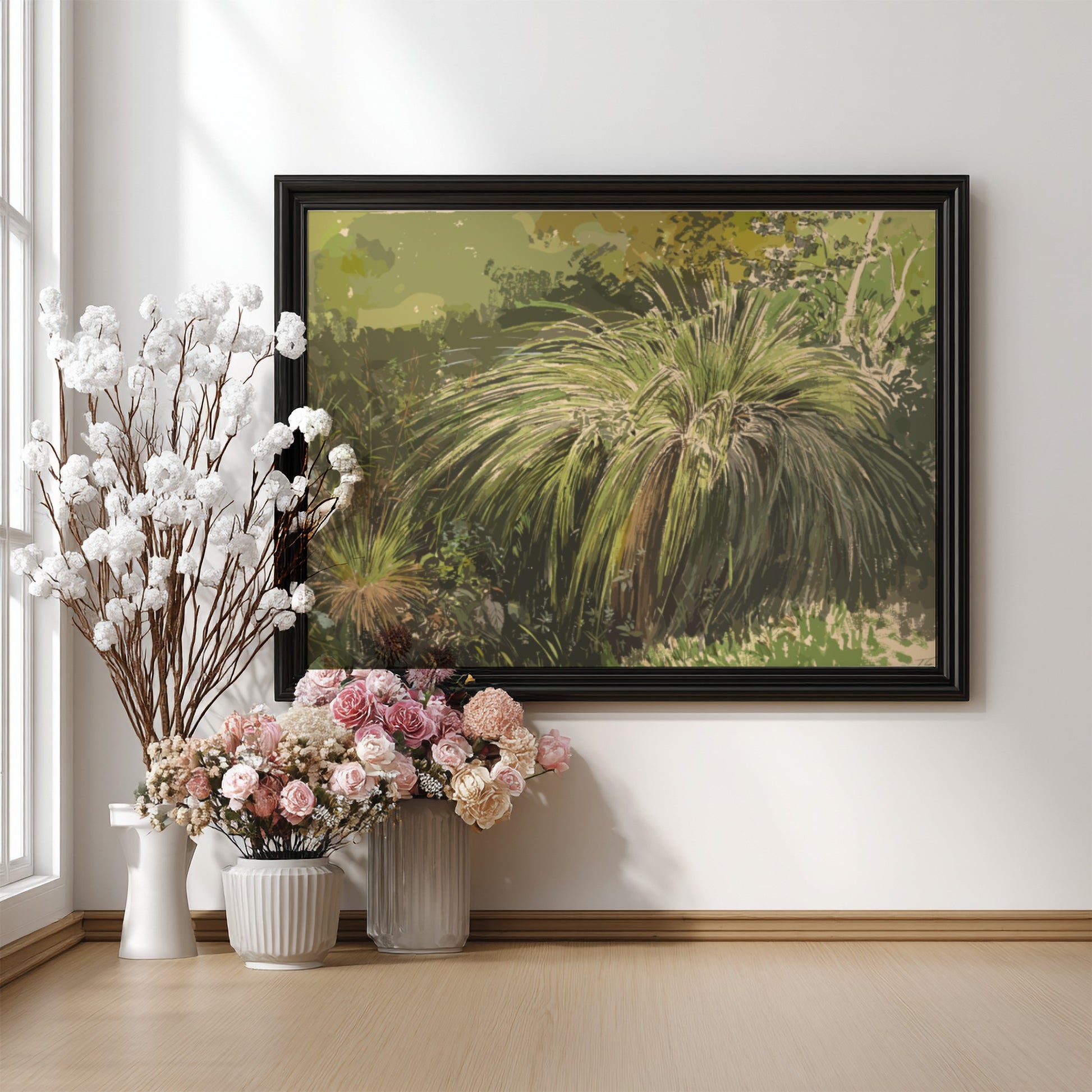 A Corner of a Meadow with Fountaingrass by Karl von Eckenbrecher art print, featuring lush green