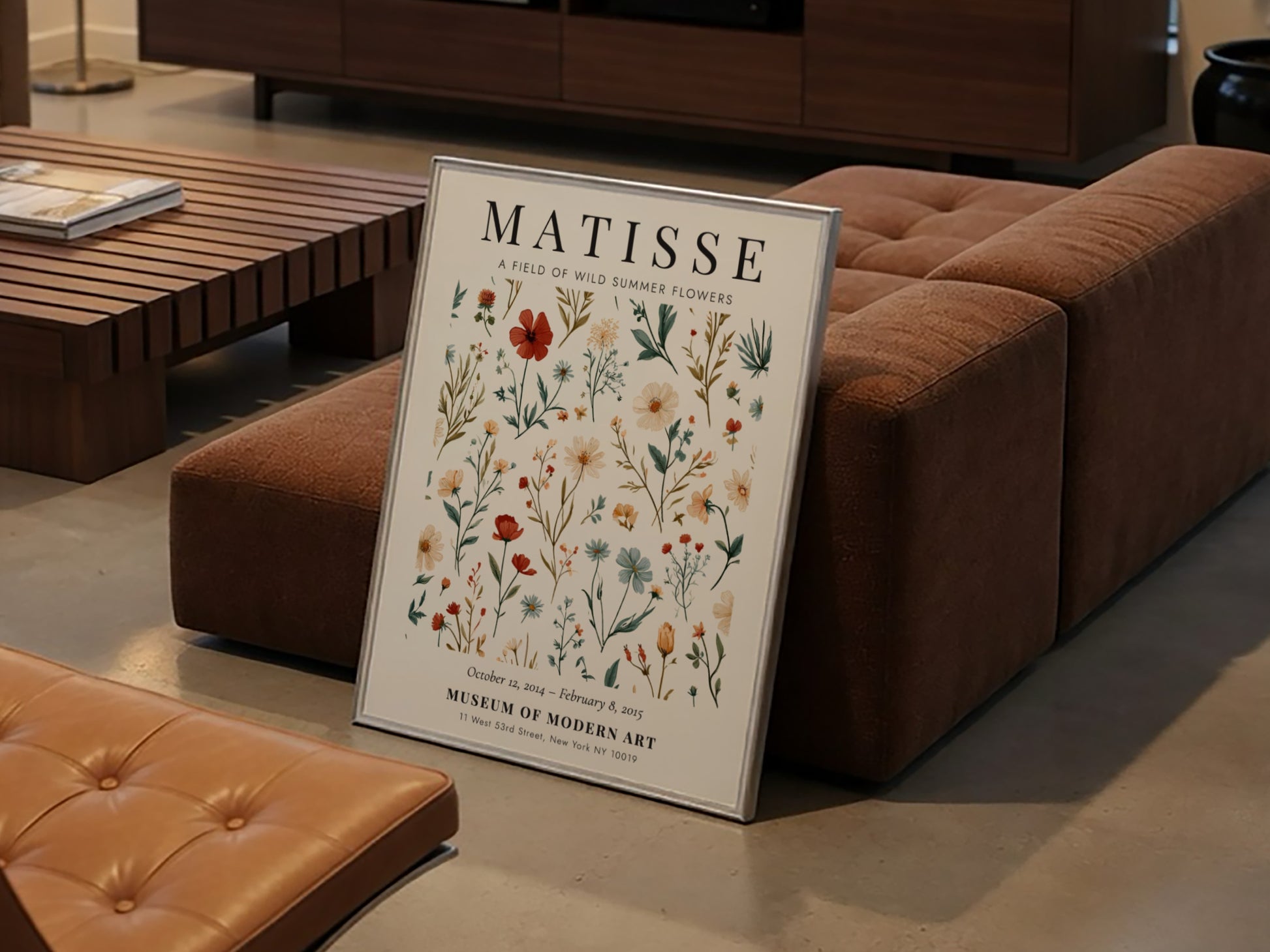 Henri Matisse wild summer flowers poster featuring vibrant floral designs in soft colors