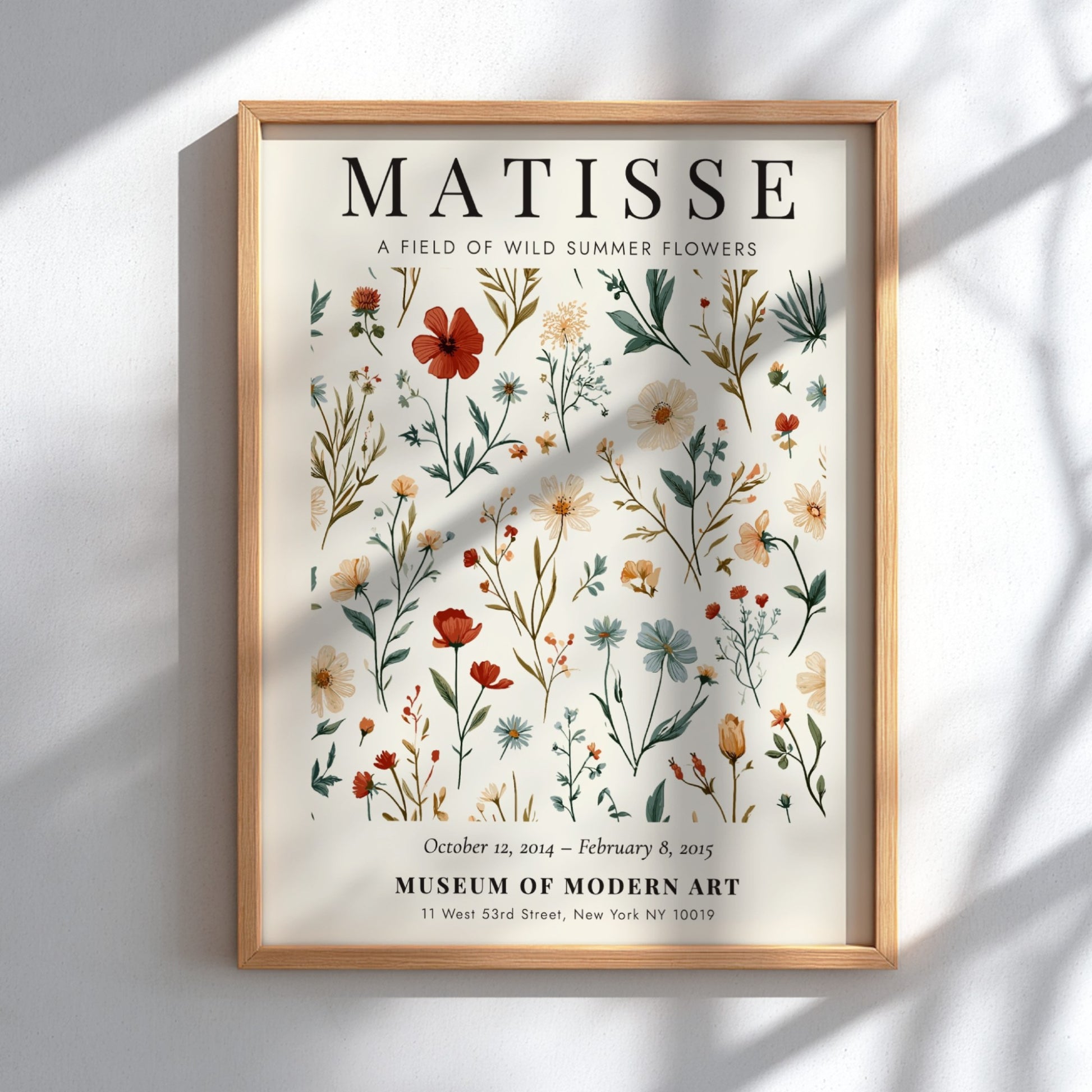 Henri Matisse wild summer flowers poster featuring vibrant floral designs in soft colors