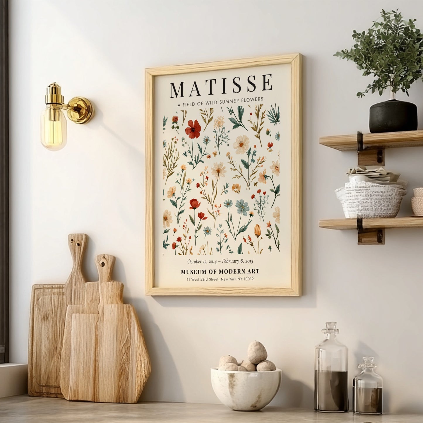 Henri Matisse wild summer flowers poster featuring vibrant floral designs in soft colors