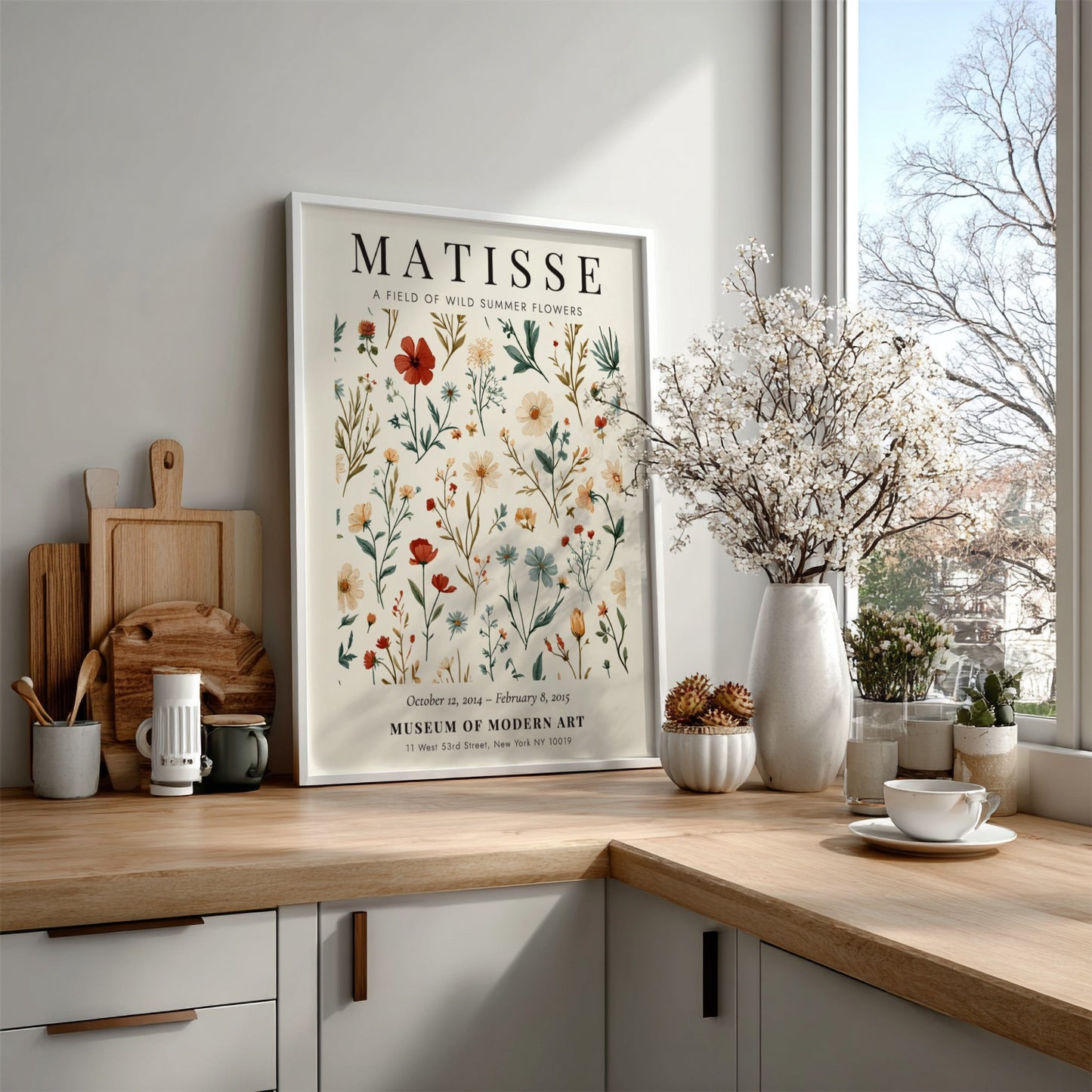 Henri Matisse wild summer flowers poster featuring vibrant floral designs in soft colors