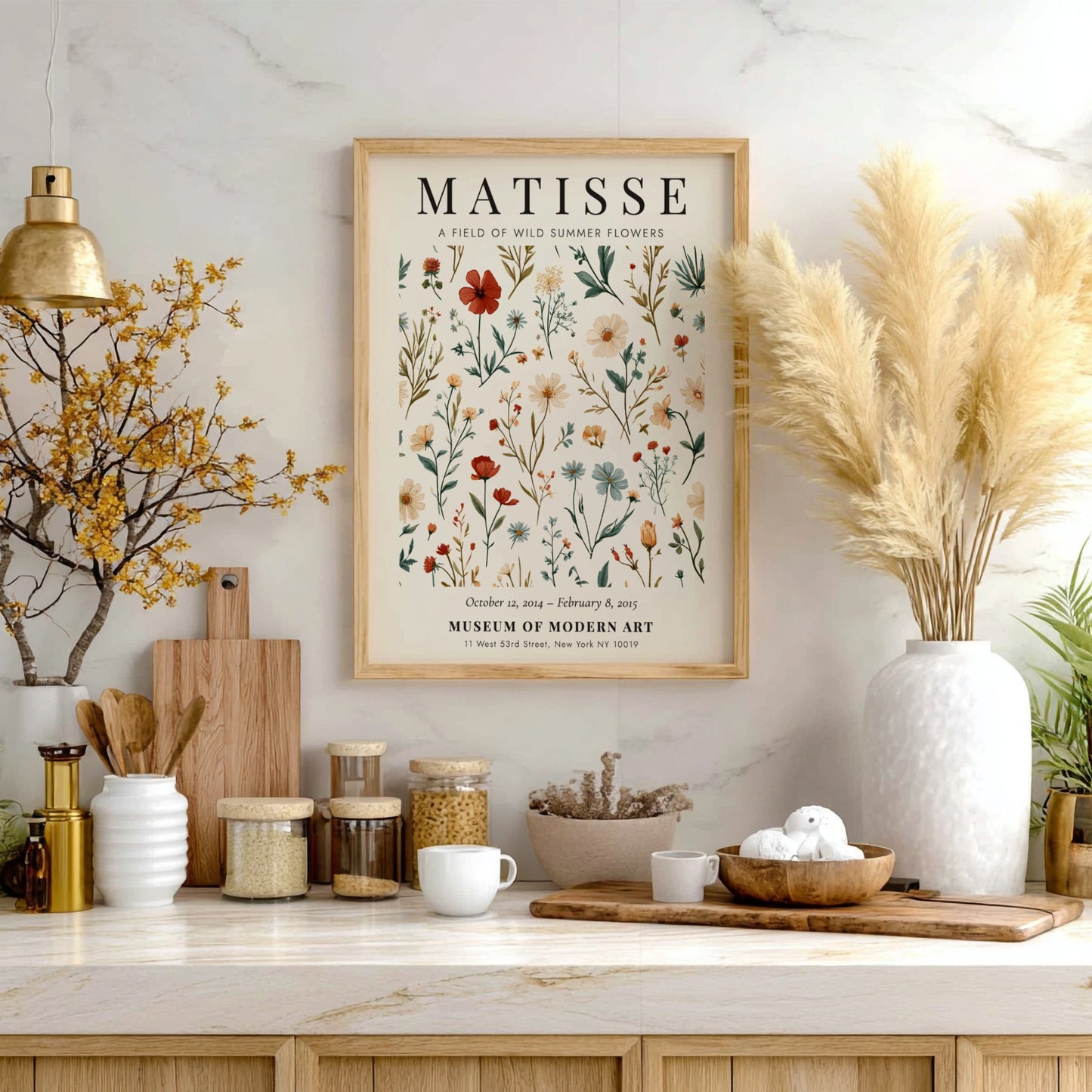 Henri Matisse wild summer flowers poster featuring vibrant floral designs in soft colors