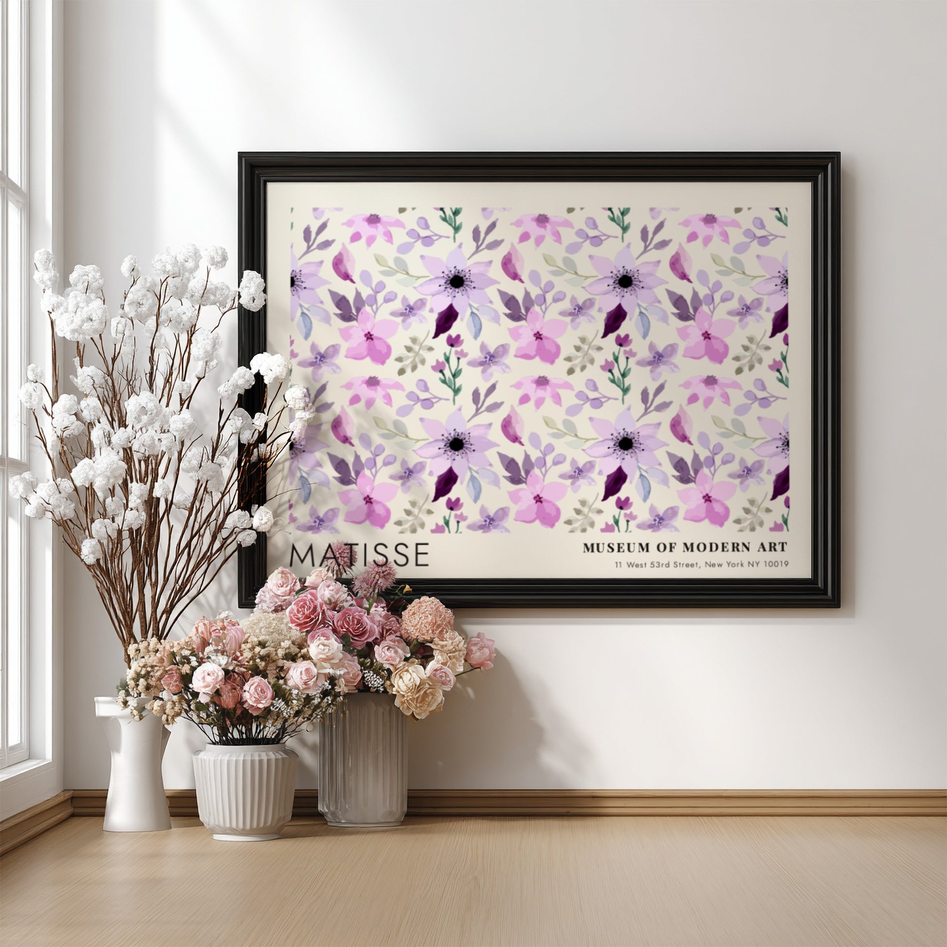 Henri Matisse poster featuring wildflowers in soft purple and green tones