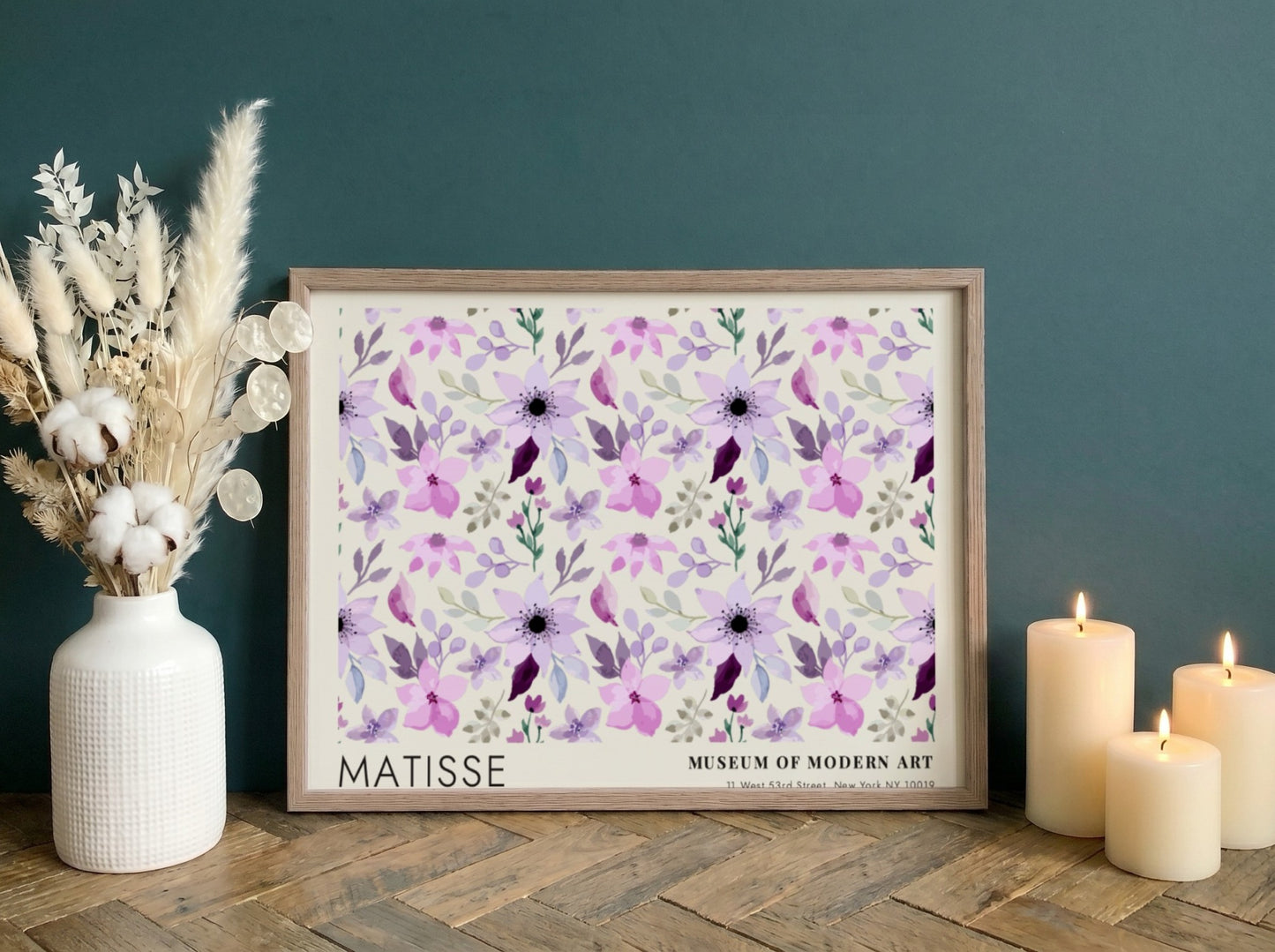 Henri Matisse poster featuring wildflowers in soft purple and green tones