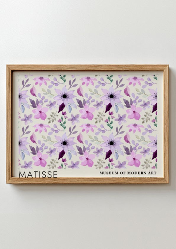 Henri Matisse poster featuring wildflowers in soft purple and green tones