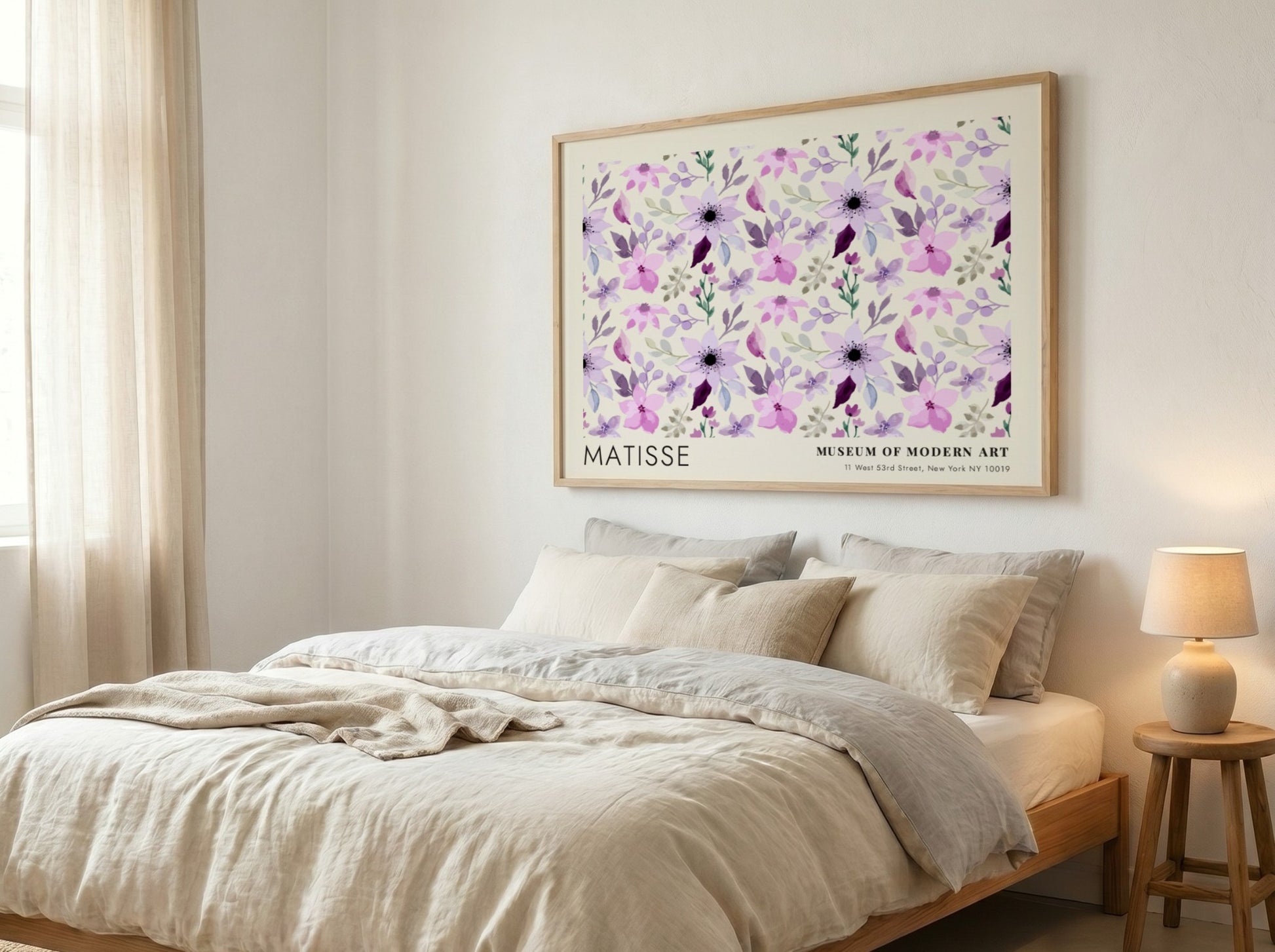 A Field of Wild Summer Flowers poster featuring soft purples and greens in a floral design, perfect for wall