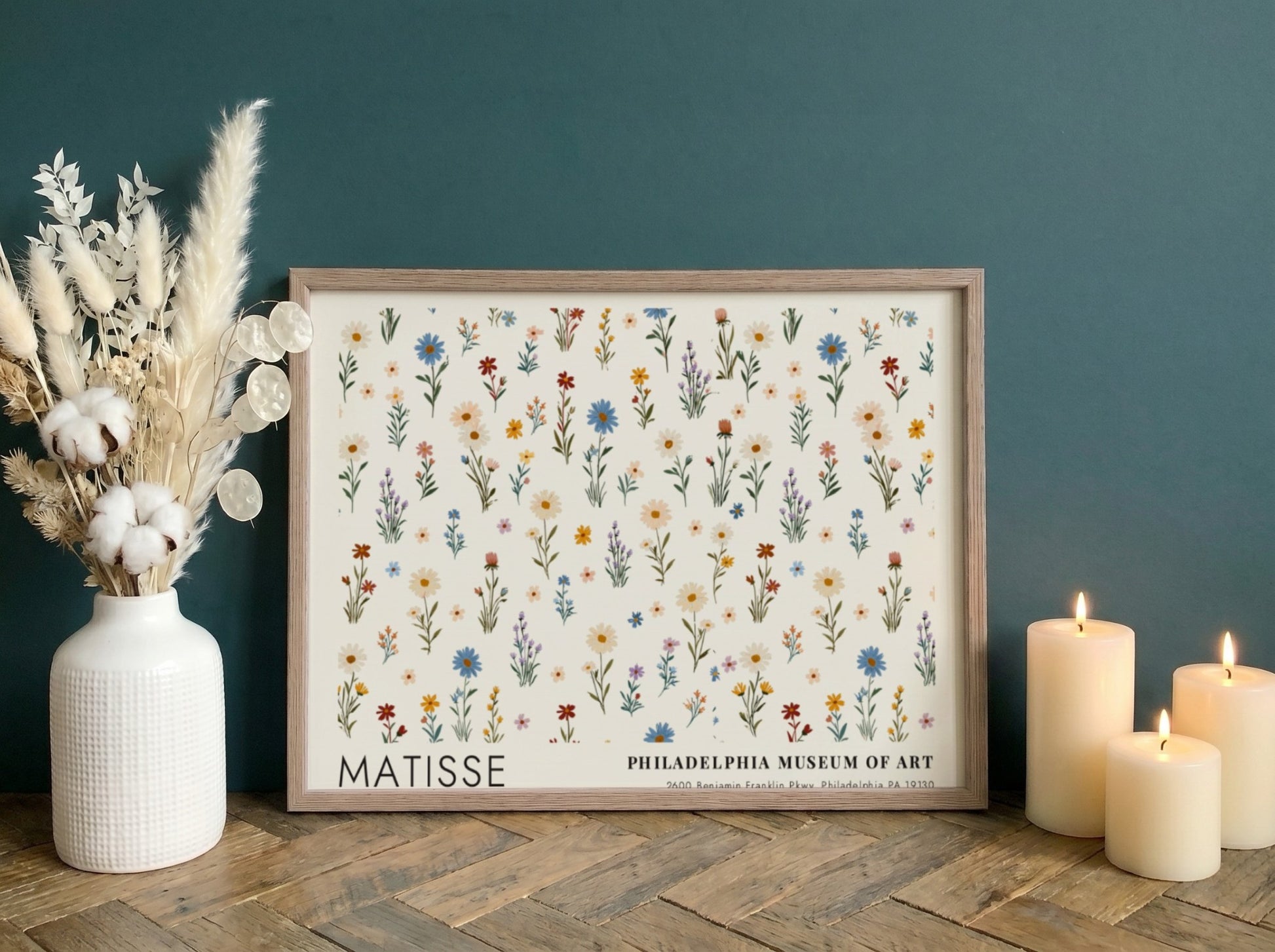 Henri Matisse poster featuring a spring garden with colorful wildflowers in pastel tones