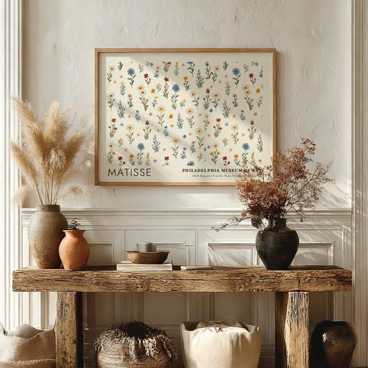 Matisse floral wall art print featuring colorful wildflowers in pastel tones