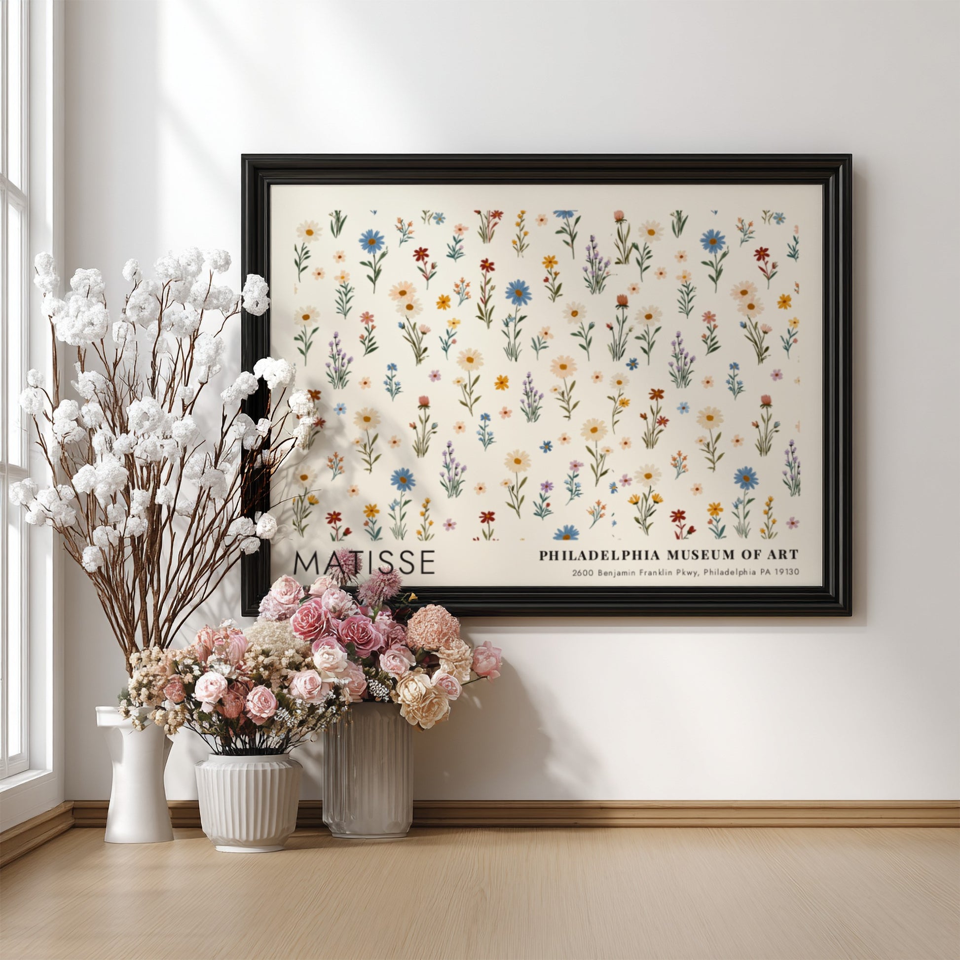 Henri Matisse poster featuring a spring garden with colorful wildflowers in pastel tones