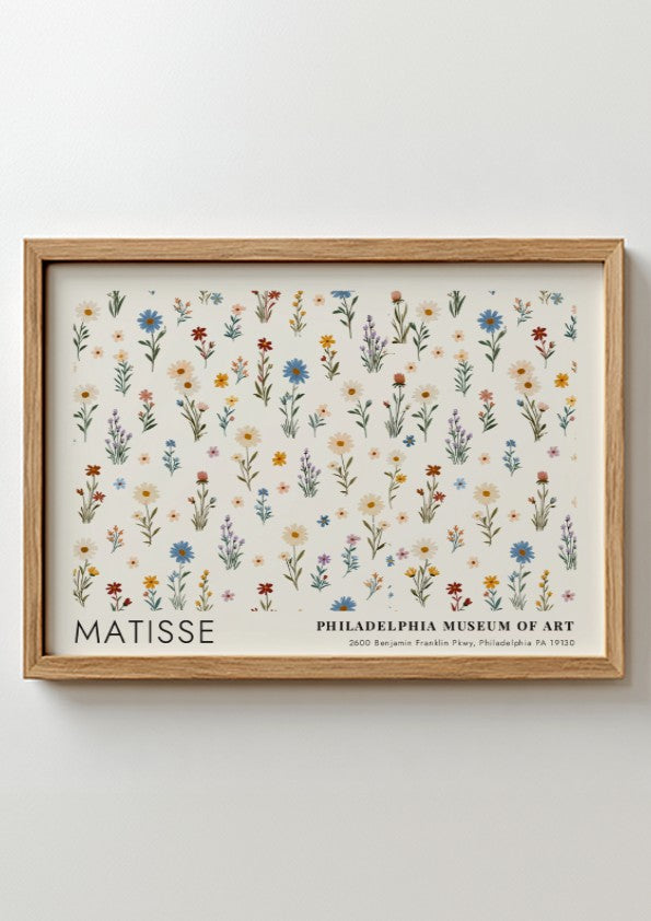 Matisse floral wall art print featuring colorful wildflowers in pastel tones