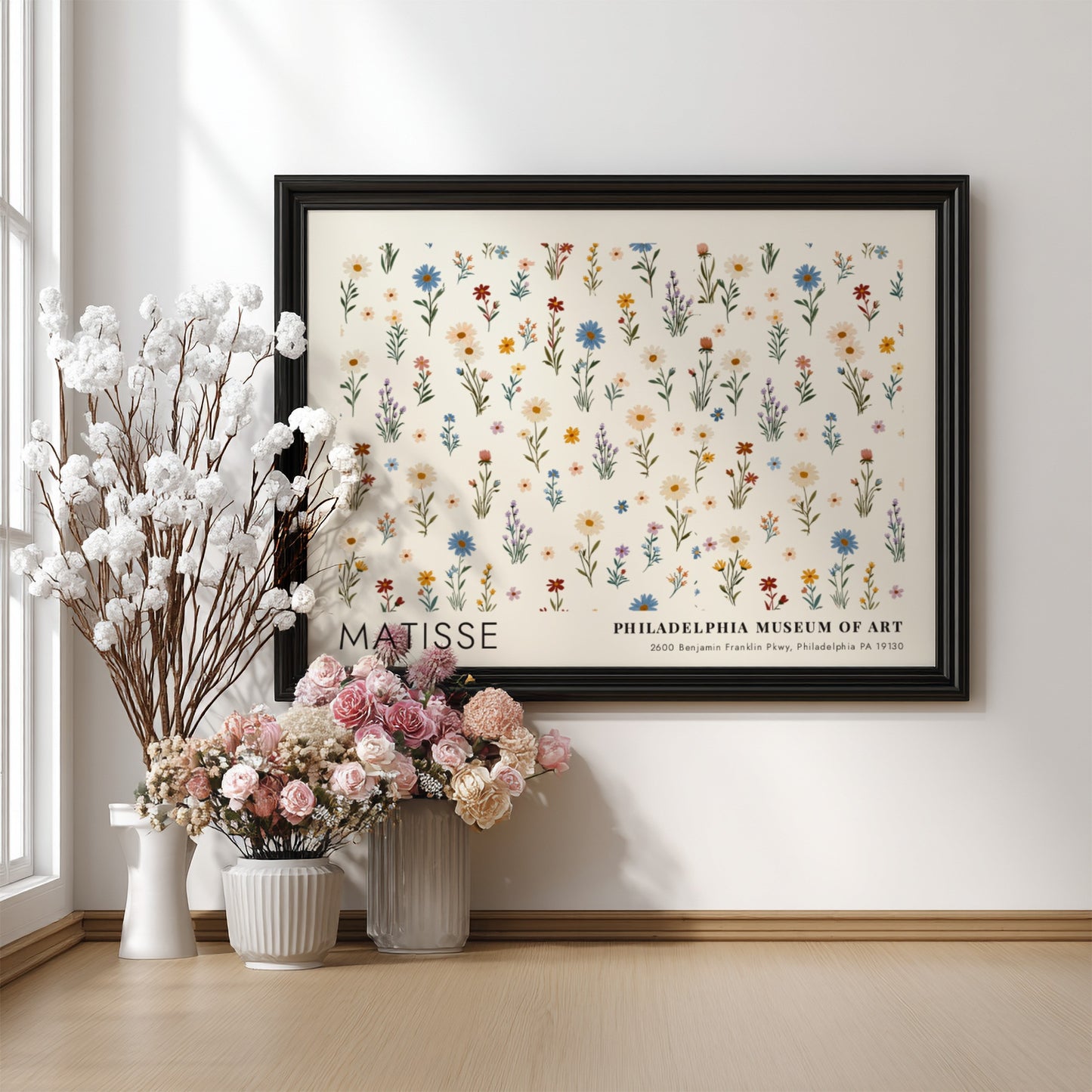 Matisse floral wall art print featuring colorful wildflowers in pastel tones