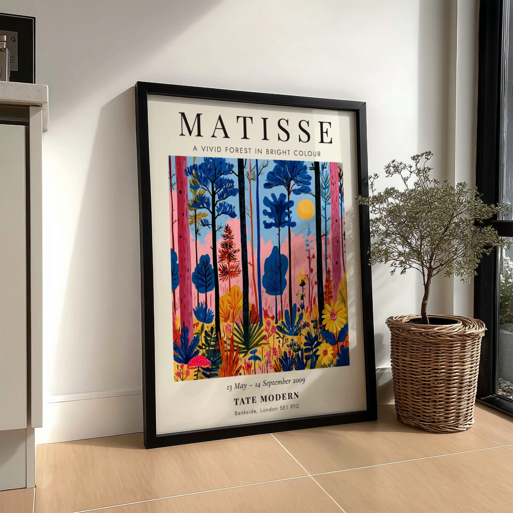 Henri Matisse vivid forest poster featuring bright colors and bold shapes, ideal for home decor and art lovers
