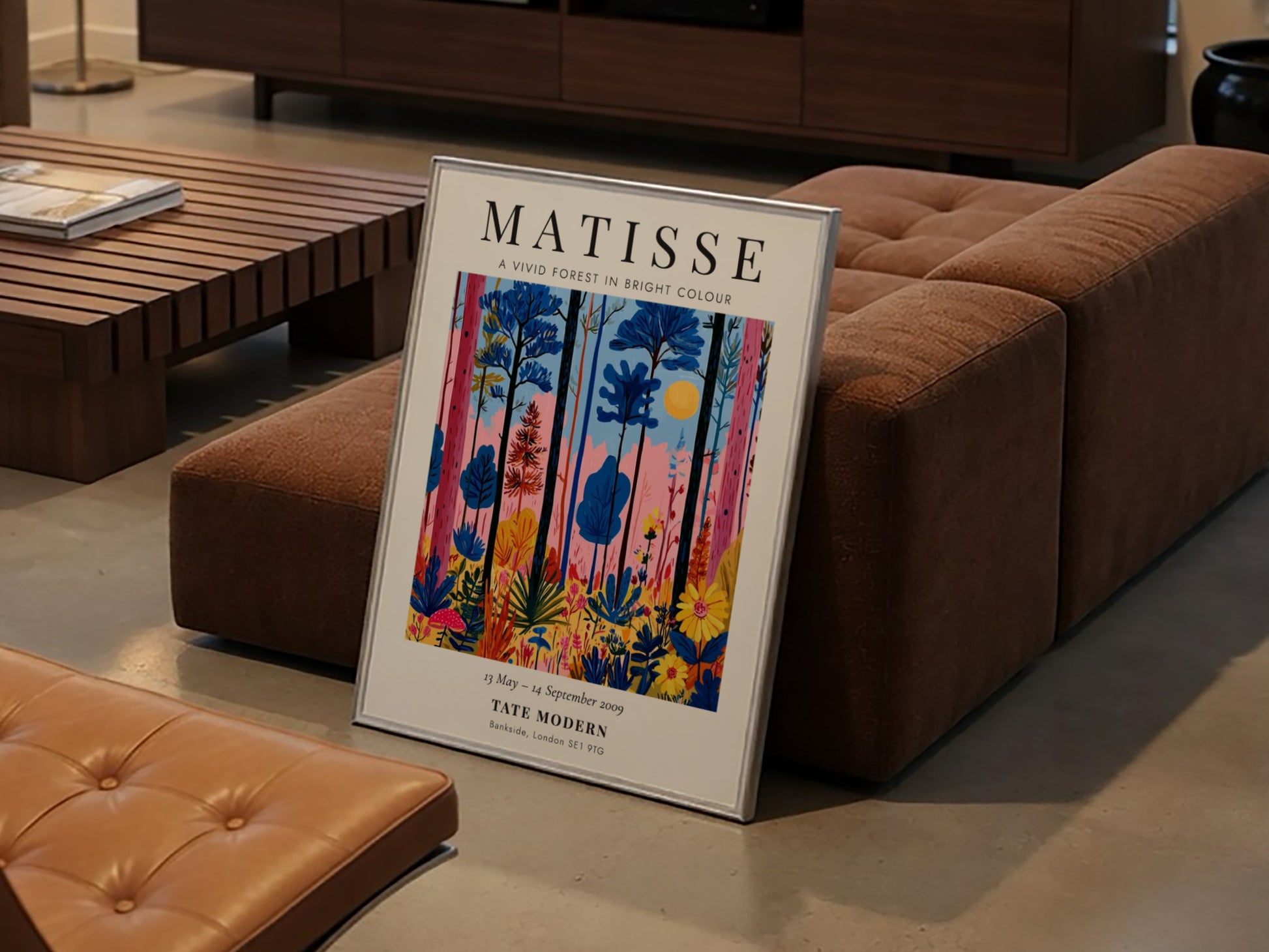 Henri Matisse vivid forest poster featuring bright colors and bold shapes, ideal for home decor and art lovers