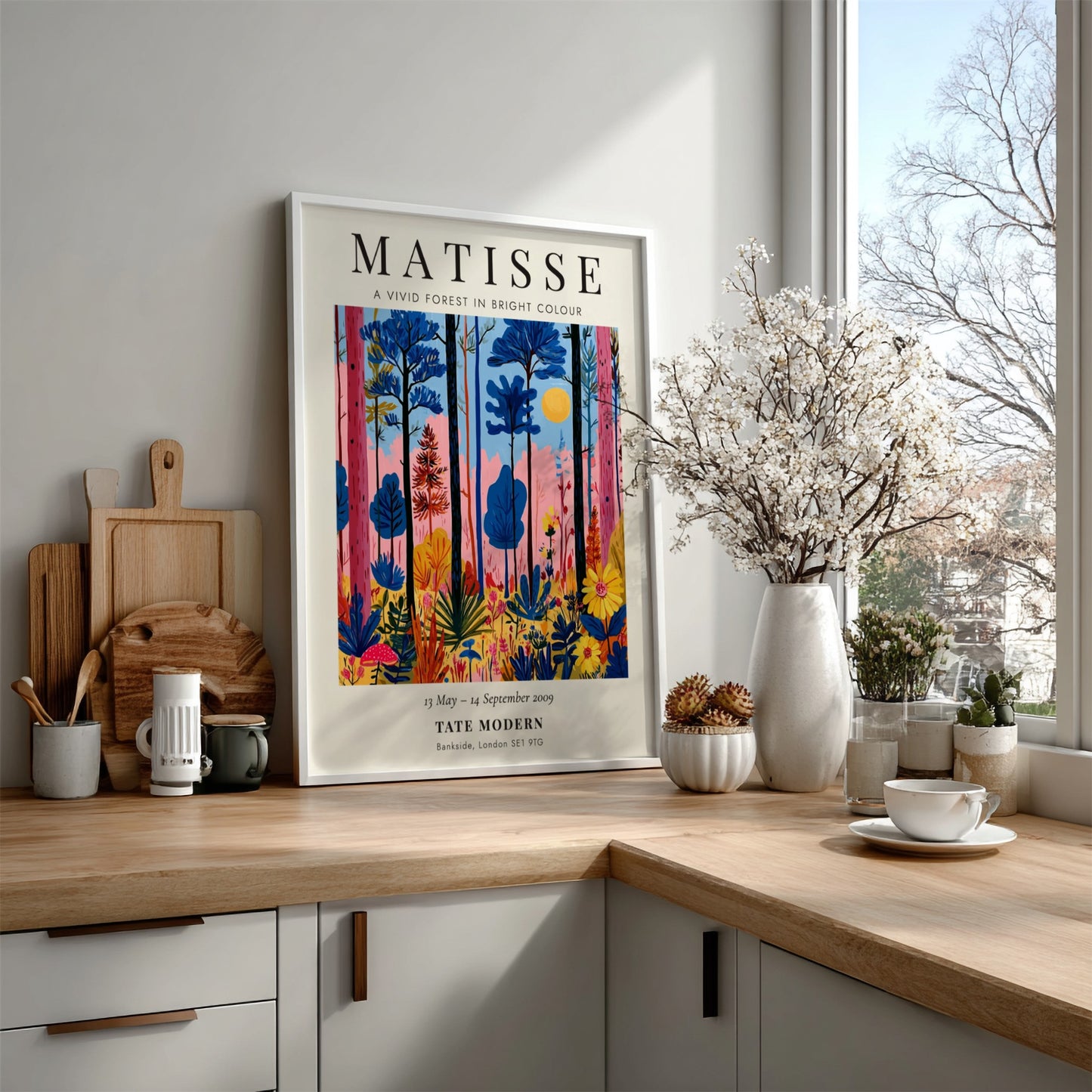 Henri Matisse vivid forest poster featuring bright colors and bold shapes, ideal for home decor and art lovers
