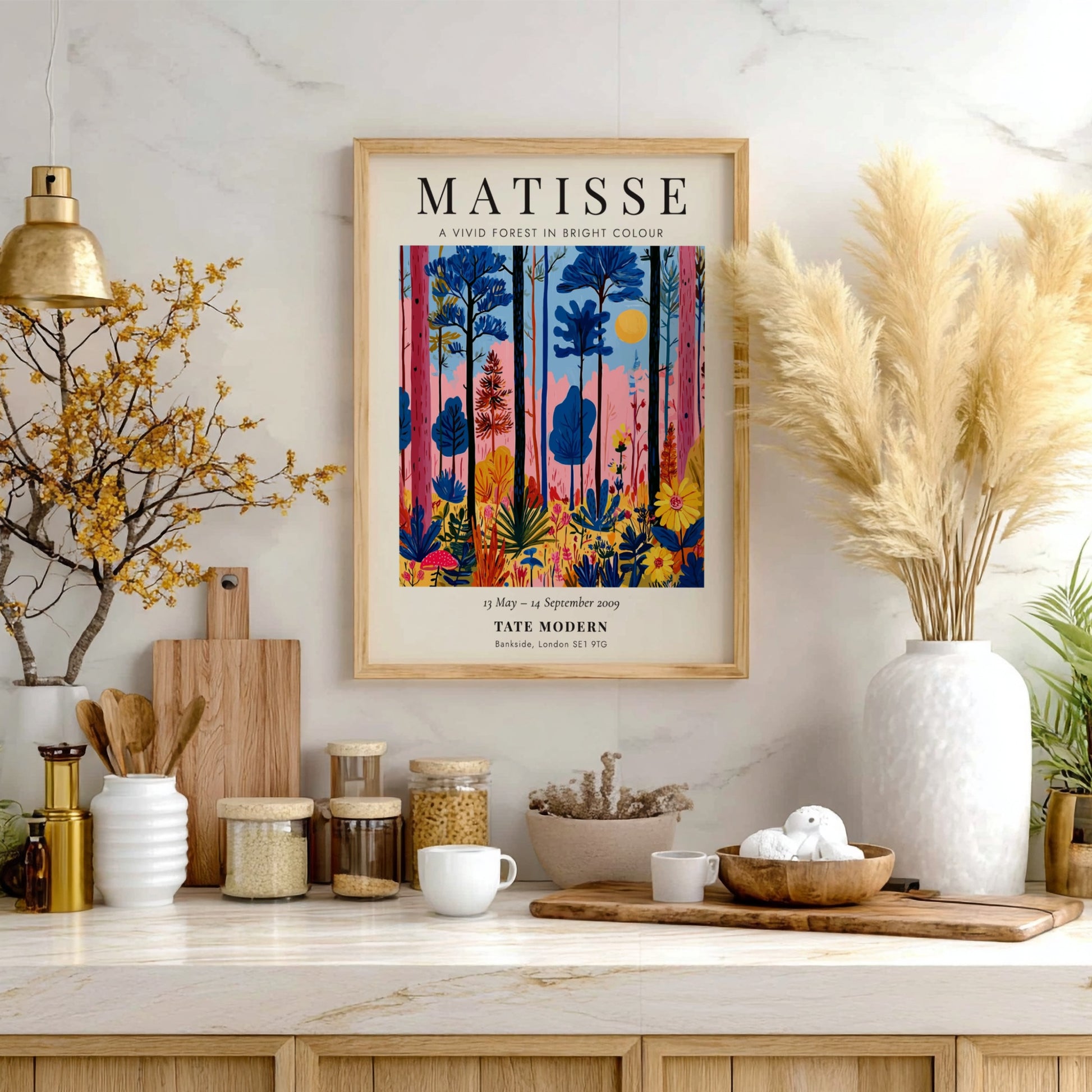 Henri Matisse vivid forest poster featuring bright colors and bold shapes, ideal for home decor and art lovers