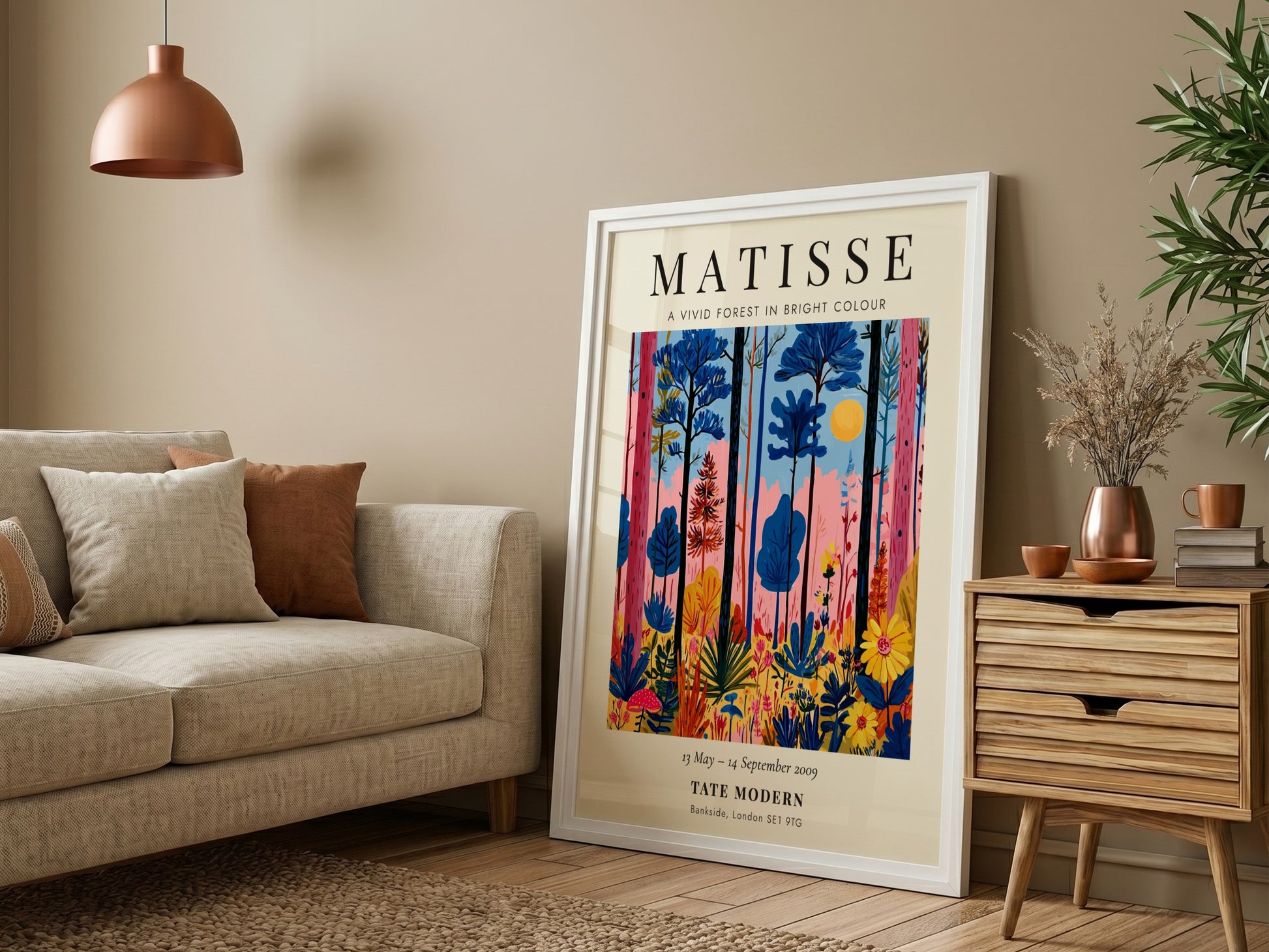 Henri Matisse vivid forest poster featuring bright colors and bold shapes, ideal for home decor and art lovers