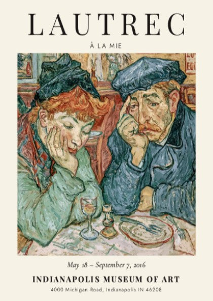 Toulouse-Lautrec poster featuring À la Mie, vibrant colors and expressive figures, vintage art print