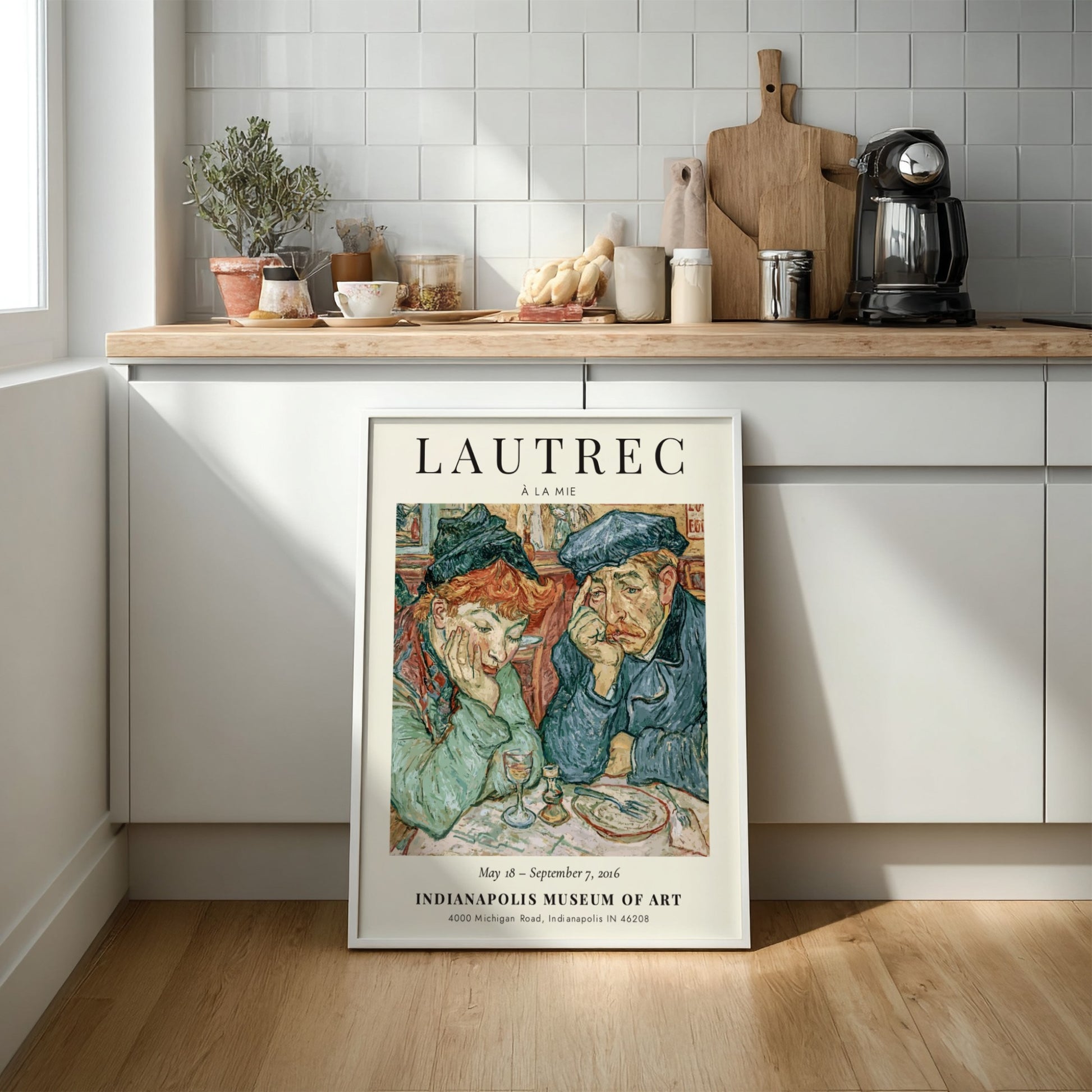 Toulouse-Lautrec poster featuring À la Mie, vibrant colors and expressive figures, vintage art print