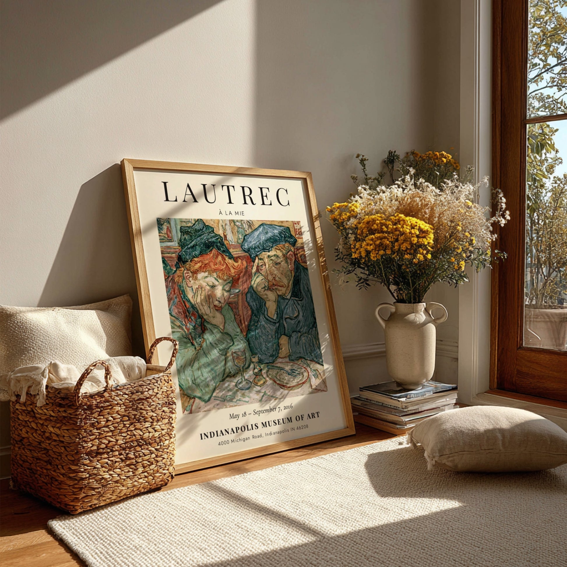 Toulouse-Lautrec poster featuring À la Mie, vibrant colors and expressive figures, vintage art print