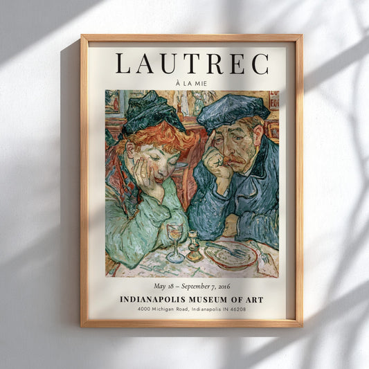 Toulouse-Lautrec poster featuring À la Mie, vibrant colors and expressive figures, vintage art print
