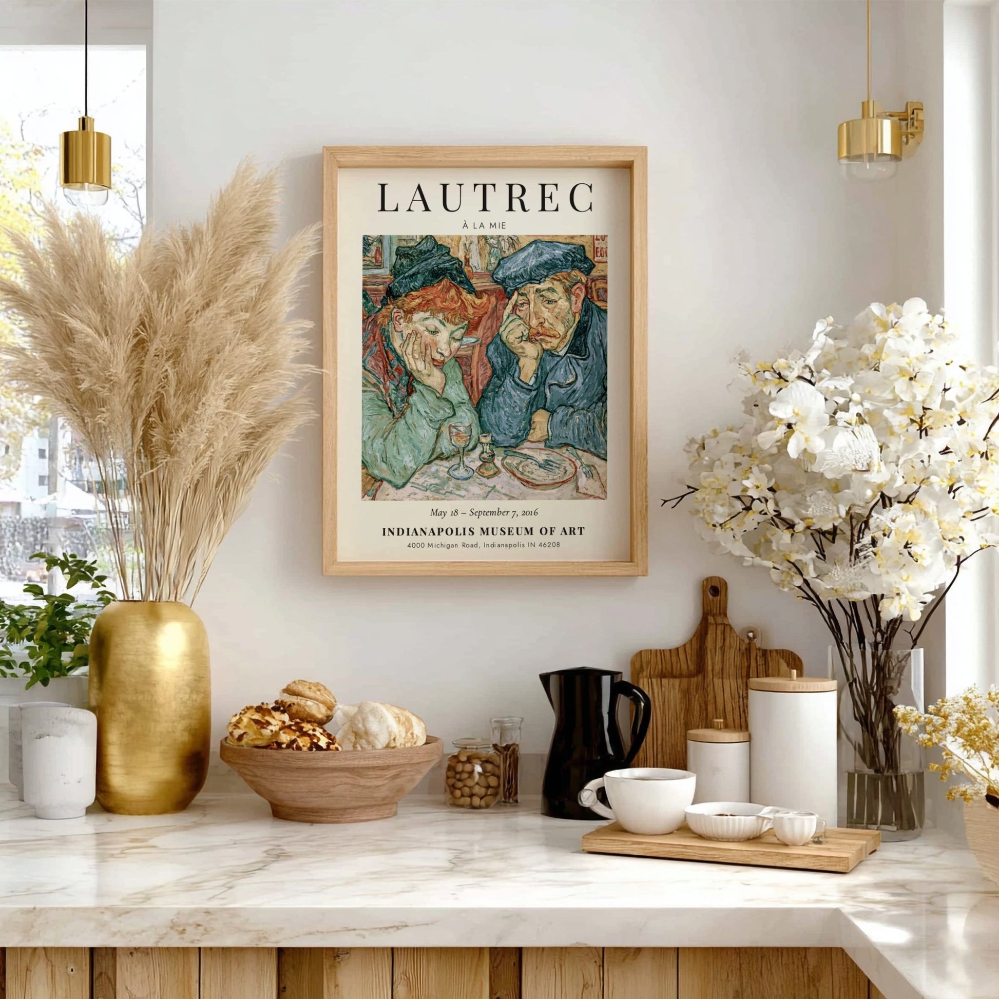 Toulouse-Lautrec poster featuring À la Mie, vibrant colors and expressive figures, vintage art print