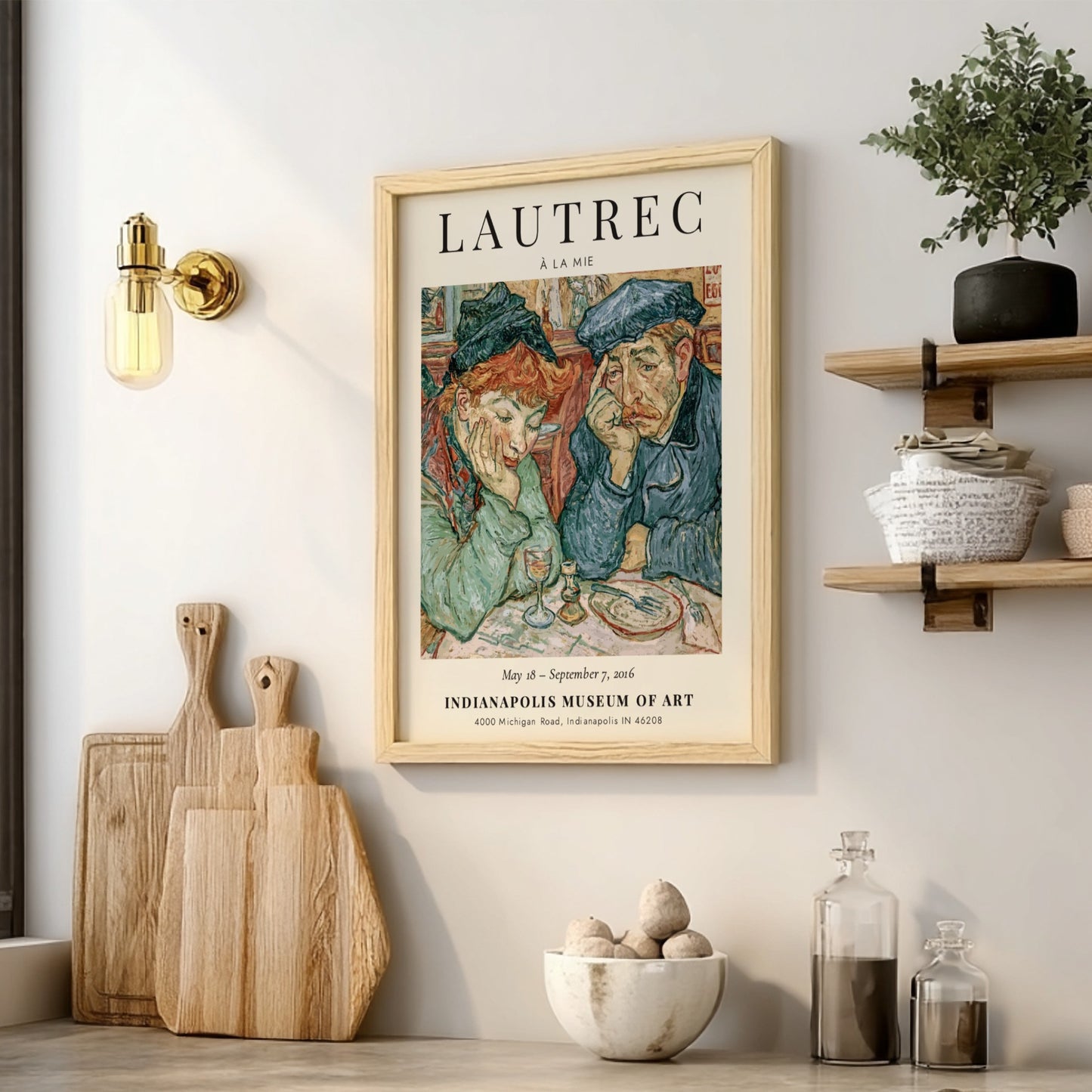 Toulouse-Lautrec poster featuring À la Mie, vibrant colors and expressive figures, vintage art print