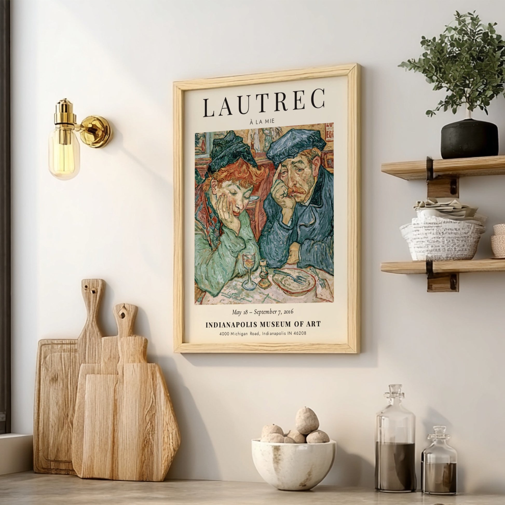 Toulouse-Lautrec poster featuring À la Mie, vibrant colors and expressive figures, vintage art print