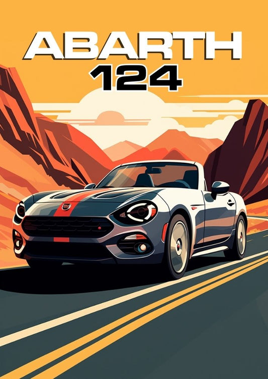 Affiche Abarth 124 – Décoration murale représentant une voiture de sport italienne haute performance
