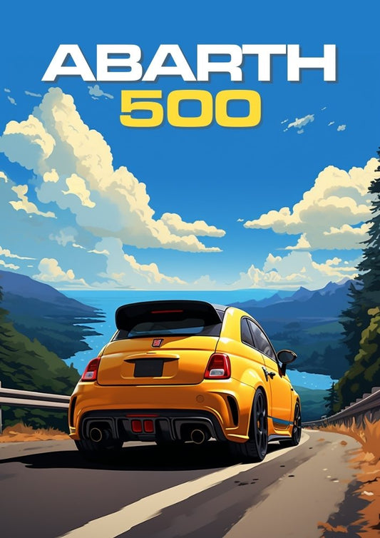Affiche Abarth 500 – Décoration murale représentant une voiture de sport italienne haute performance