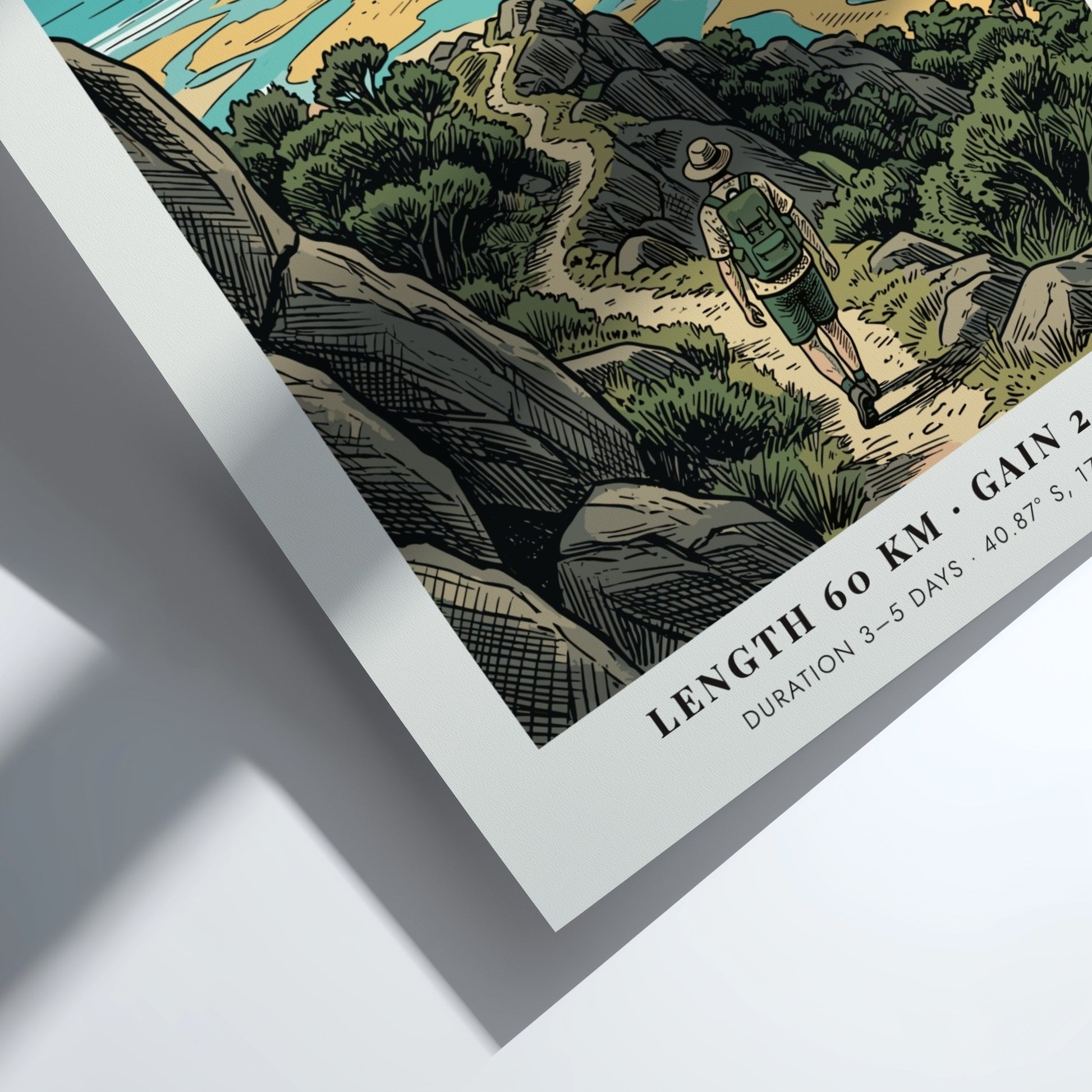 Poster of a hiker on the Abel Tasman Coast Track in New Zealand