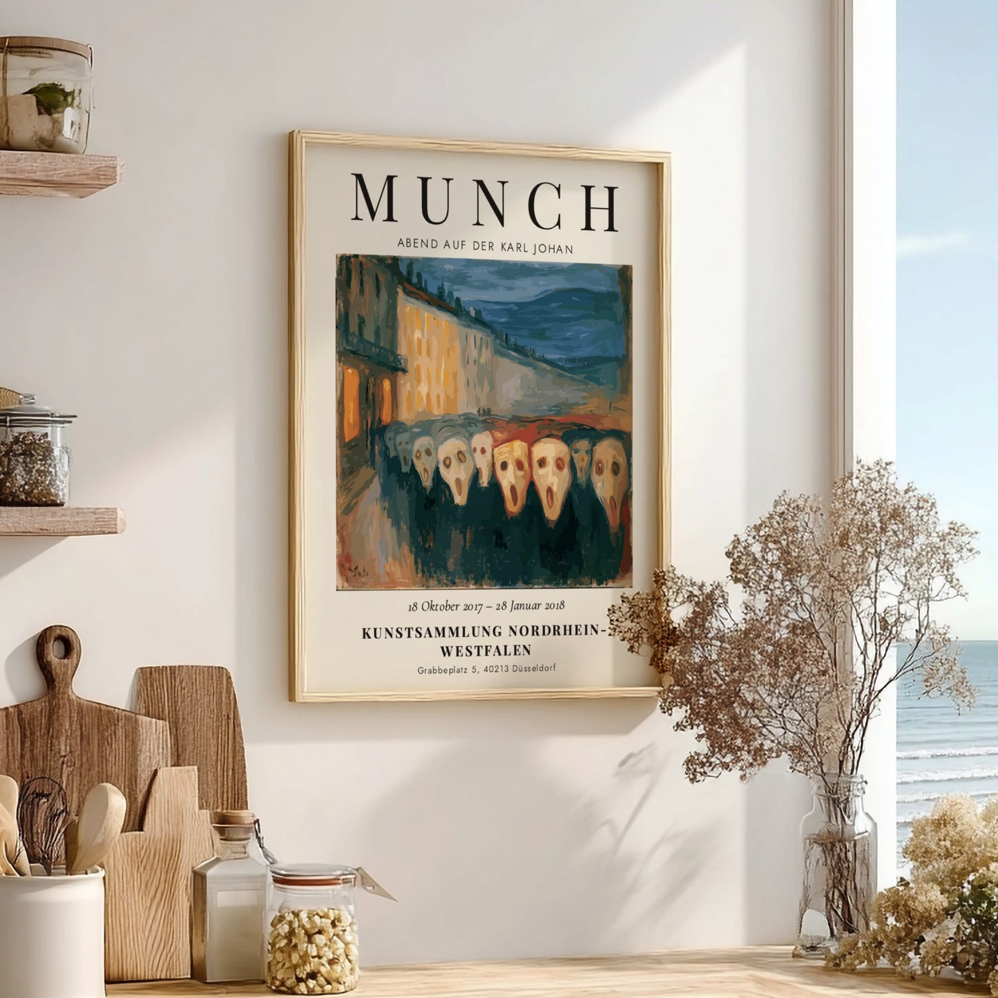 Edvard Munch poster featuring Abend auf der Karl Johan with muted colors and shadowy figures