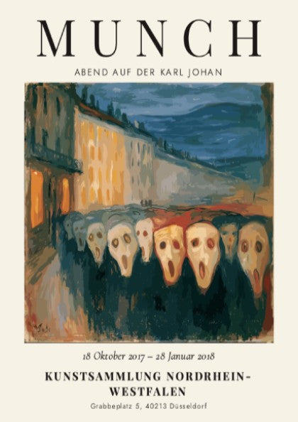 Edvard Munch poster featuring Abend auf der Karl Johan with muted colors and shadowy figures
