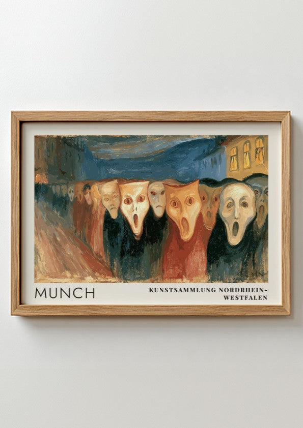 Museum poster of Edvard Munch Evening on Karl Johan with pale expressive faces