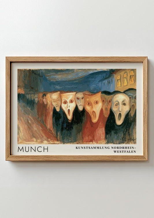 Museum poster of Edvard Munch Evening on Karl Johan with pale expressive faces