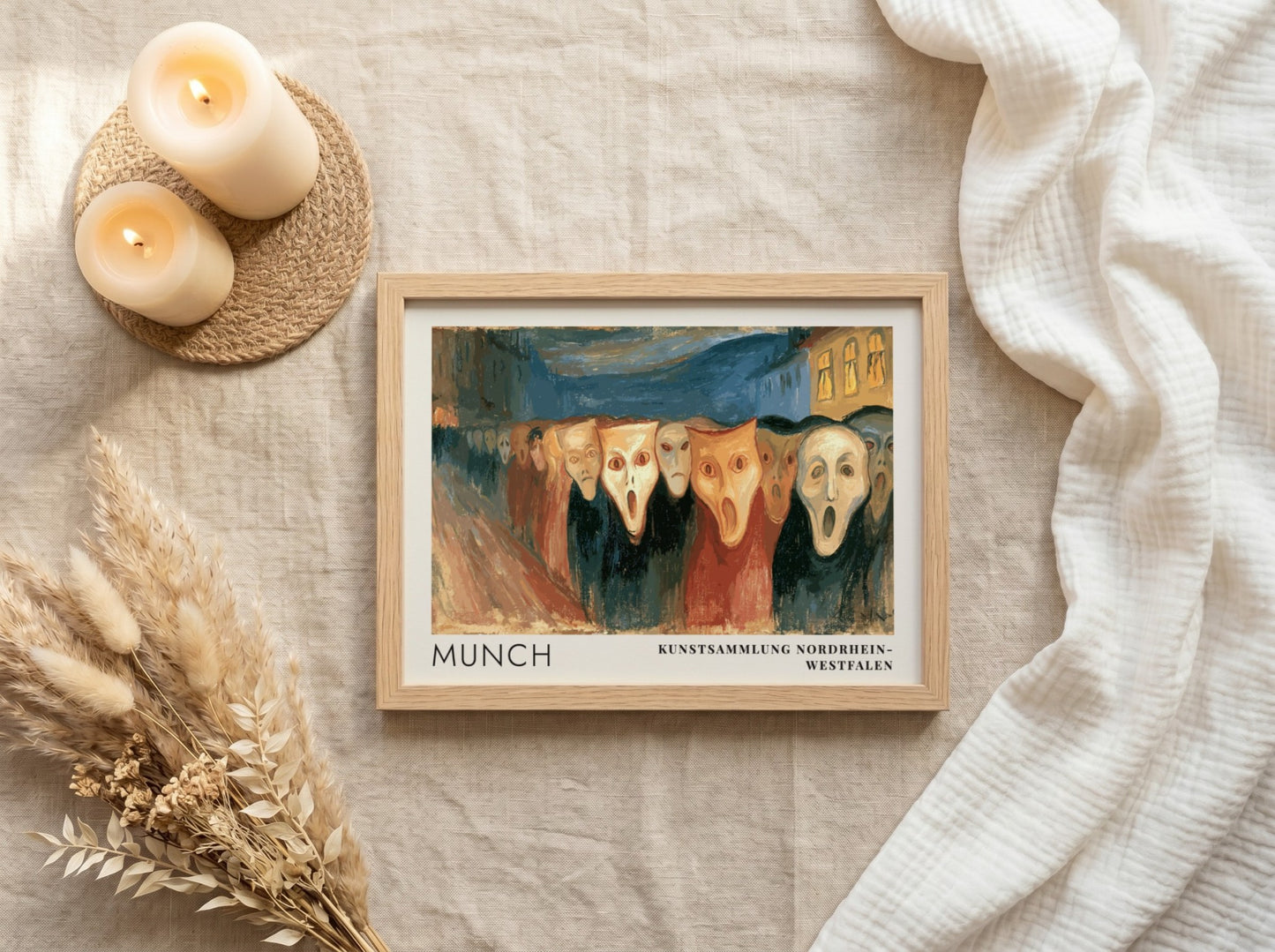 Museum poster of Edvard Munch Evening on Karl Johan with pale expressive faces