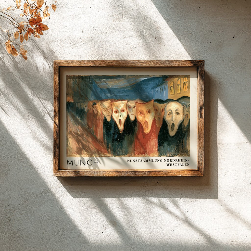 Museum poster of Edvard Munch Evening on Karl Johan with pale expressive faces