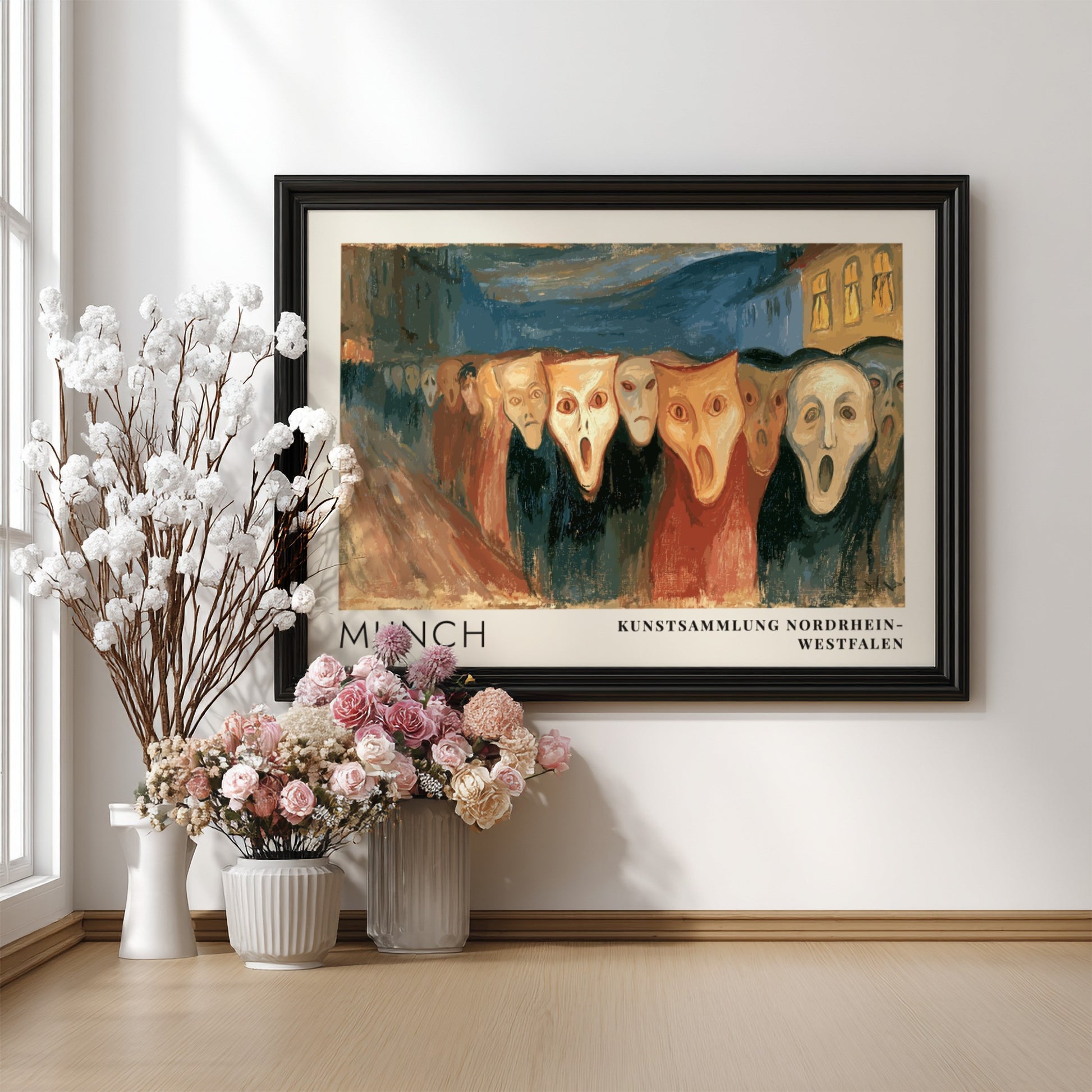 Museum poster of Edvard Munch Evening on Karl Johan with pale expressive faces