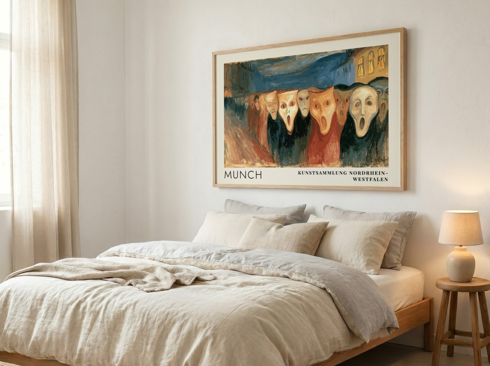 Museum poster of Edvard Munch Evening on Karl Johan with pale expressive faces