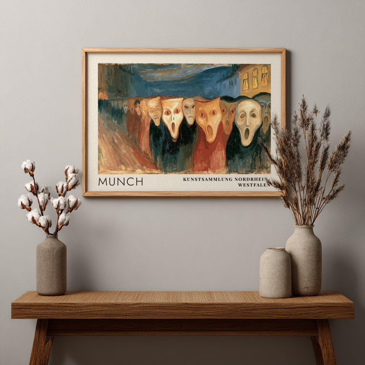 Museum poster of Edvard Munch Evening on Karl Johan with pale expressive faces