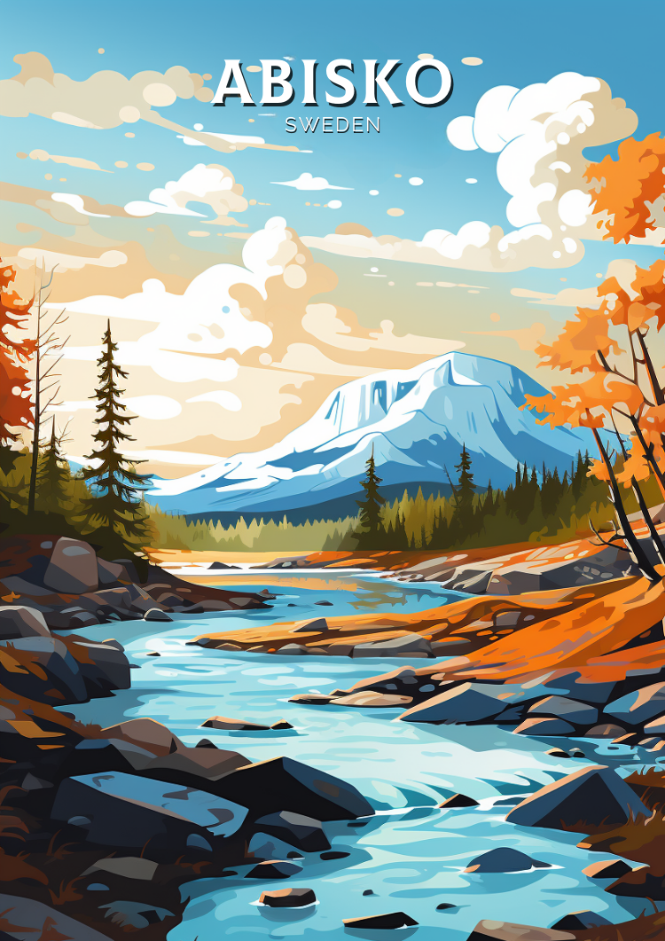 Europe ABISKO TRAVEL PRINT - SWEDEN ARTWORK