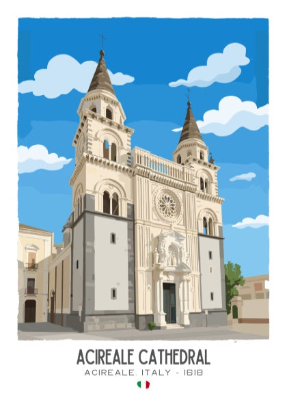 Acireale Cathedral Sicily Art - "The Sicilian Neo-Gothic" Wall Print