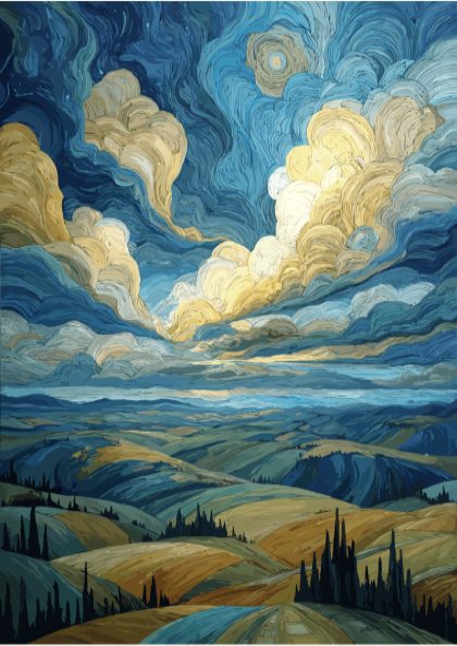 After the Storm - Rolling Hills and Breaking Sunlight Wall Art
