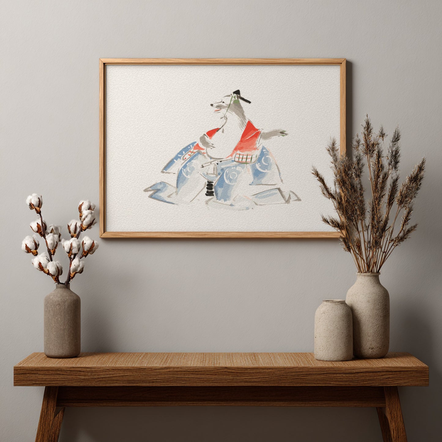 Japanese art poster featuring Ichiryusai Hiroshige's sketches with vibrant colors and traditional design