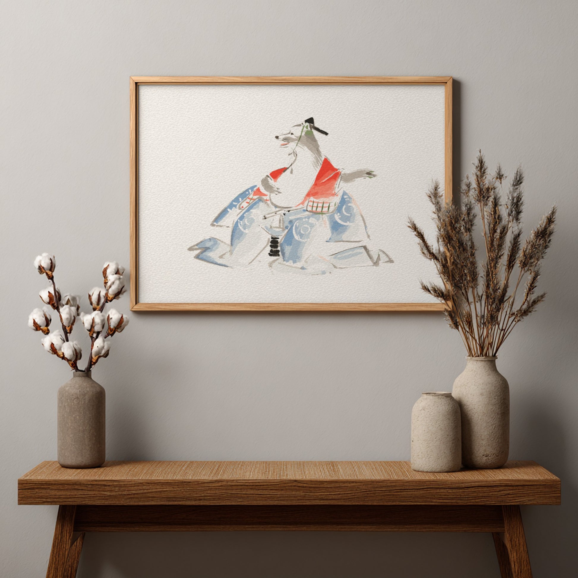 Japanese art poster featuring Ichiryusai Hiroshige's sketches with vibrant colors and traditional design