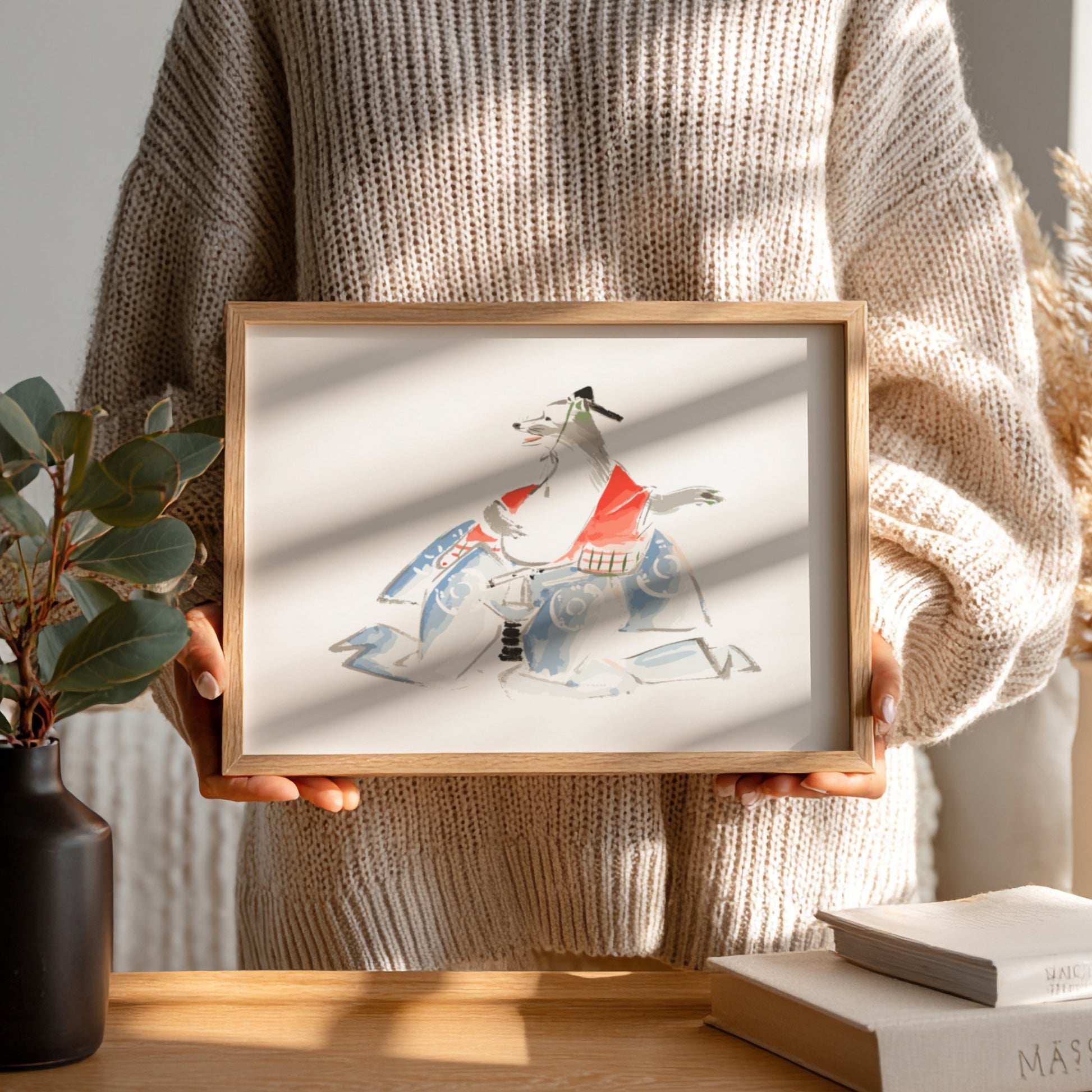 Japanese art poster featuring Ichiryusai Hiroshige's sketches with vibrant colors and traditional design