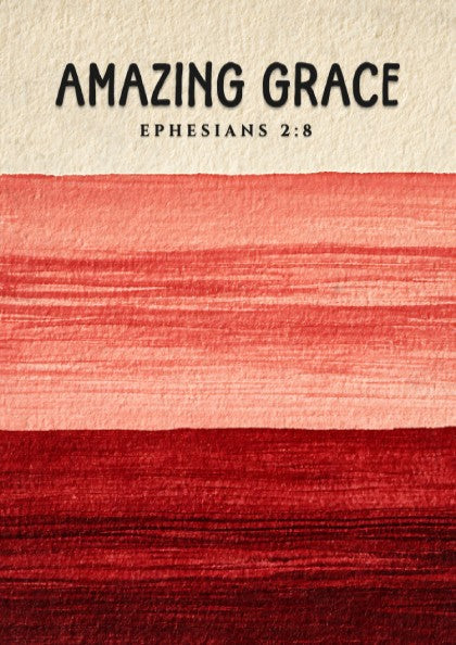 Amazing Grace poster featuring soft gradient colors and Ephesians 2:8 text, perfect for religious wall decor.