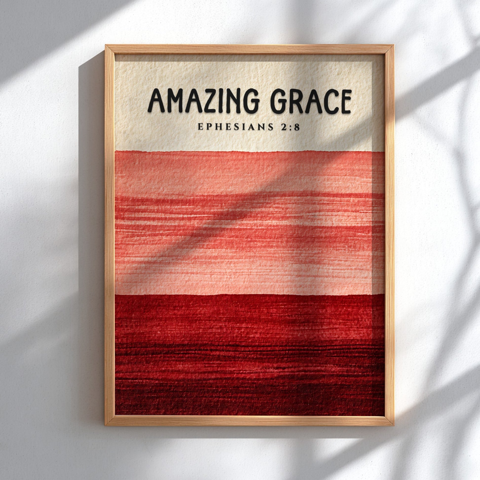 Amazing Grace poster featuring soft gradient colors and Ephesians 2:8 text, perfect for religious wall decor.