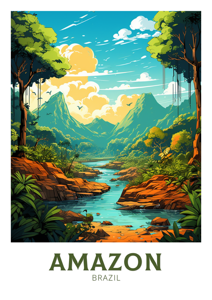 South America AMAZON RAINFOREST ART PRINT - JUNGLE POSTER