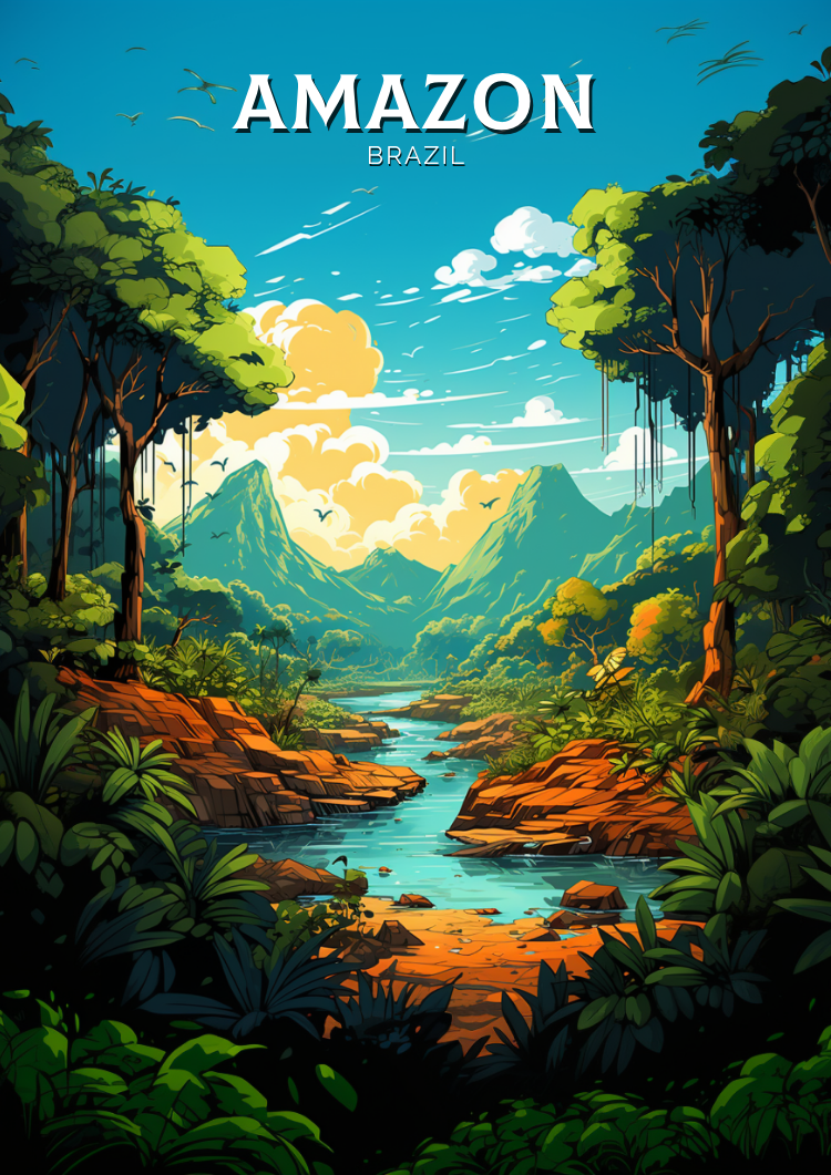 South America AMAZON FOREST POSTER - RAINFOREST ART PRINT